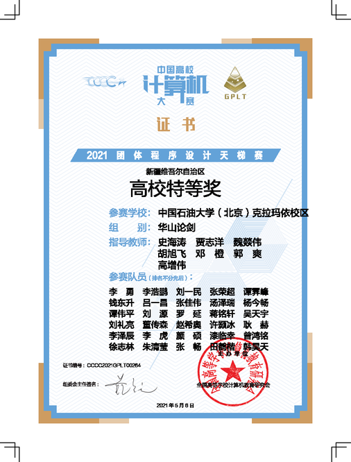 新疆维吾尔自治区-高校特等奖-中国石油大学（北京）克拉玛依校区